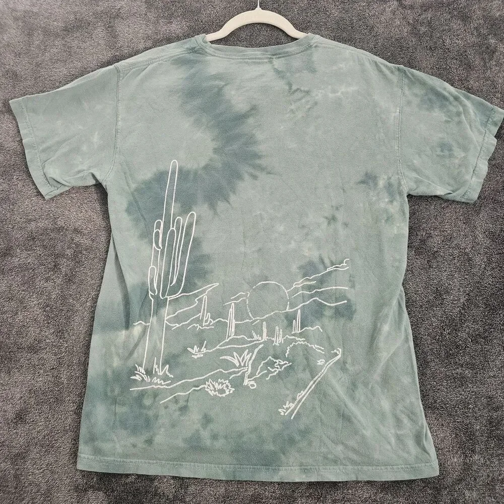 Call Your Mother Youth Medium Tie Dye Cactus Desert Graphic T-Shirt Blue Green
